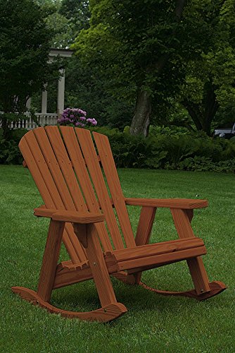 Pressure Treated Pine Fan Back Adirondack Rocker Amish Made USA- Warm Brown Stain