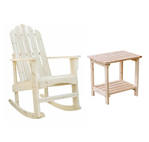 Shine Adirondack Rocker Bundle Marina Porch Rocker With A Rectangular Side Table In Natural