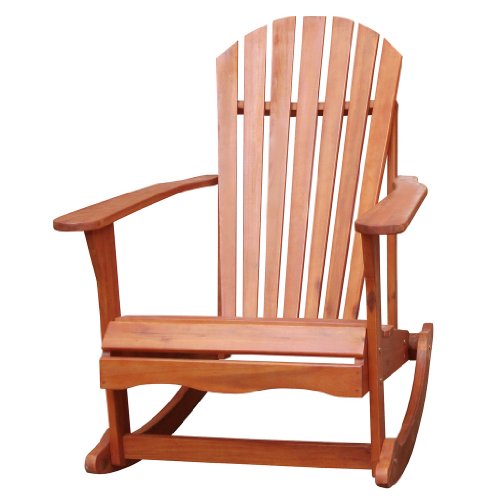 Solid Acacia  Teak Adirondack Porch Rocker - oiled Finish