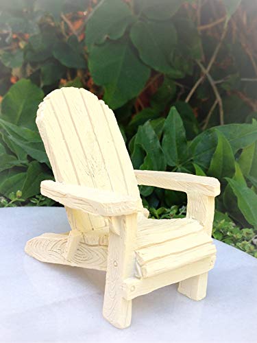 Dollhouse Sea Beach Lake Cream Resin Adirondack Chair - Miniature Magic Scene Supplies for Your Fairy Garden - Outdoor and House Decor