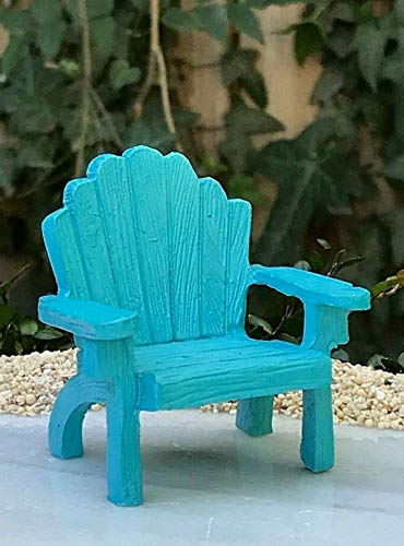 LukeSpiers Miniature Dollhouse Fairy Garden ~ Sea Beach Mini Blue Resin Adirondack Chair Miniature Fairies Houses Animals Trees and Flowers