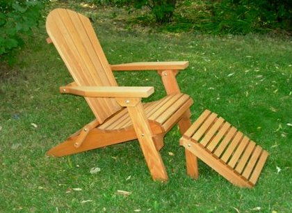 Folding Cedar Adirondack Chair Wottoman Footstoolamp Stained Finish Amish Crafted
