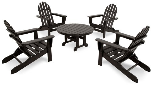 Ivy Terrace IVS103-1-BL Classics 5-Piece Folding Adirondack Conversation Set Black