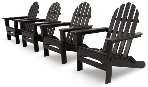 Ivy Terrace IVS104-1-BL Classics 4-Piece Folding Adirondack Conversation Set Black