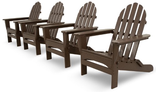 Ivy Terrace IVS104-1-MA Classics 4-Piece Folding Adirondack Conversation Set Mahogany