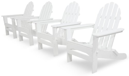 Ivy Terrace Ivs104-1-wh Classics 4-piece Folding Adirondack Conversation Set White