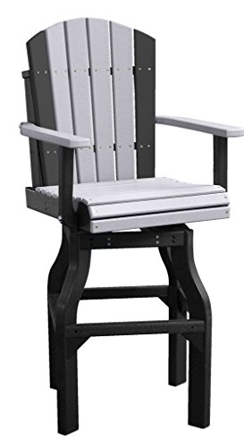 Set Of 2 Bar Height Outdoor Poly Adirondack Swivel Chairs - weatherwoodblack Color