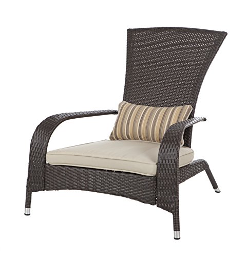 Patio Sense Coconino All-weather-wicker rich-mocha Adirondack Chair With Beige Cushion