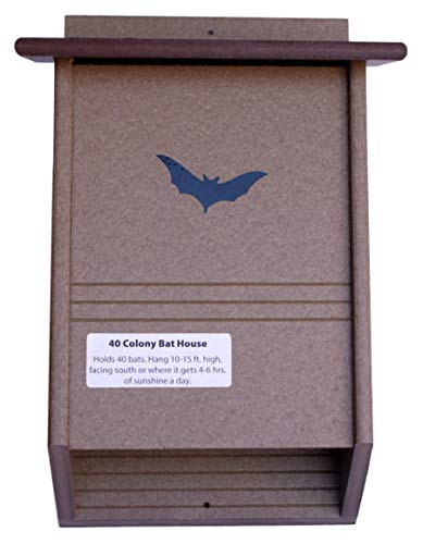 Amish-Made 40-Colony Bat House Shelter Box Triple-Chamber Poly-Wood Milwaukee BrownWeathered Wood