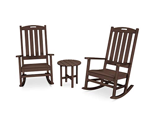 POLYWOOD Nautical Rocking Chair Set Mahogany