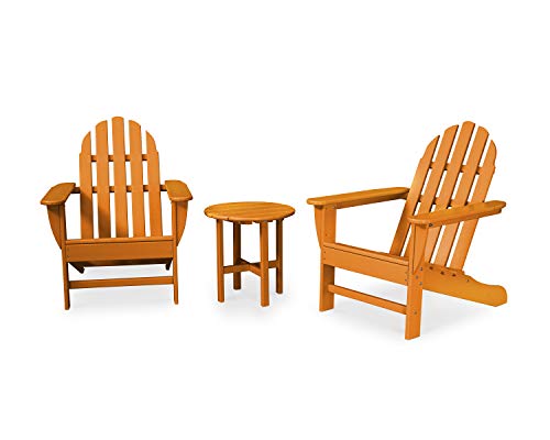 POLYWOOD PWS417-1-TA Classic 3-Piece Adirondack Seating Set Tangerine