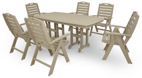 Trex Outdoor Furniture By Polywood 7-piece Yacht Club Highback Dining Set, Sand Castle