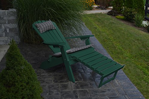 A&ampl Furniture Co Folding Reclining Recycled Plastic Adirondack Chair W Pullout Ottoman