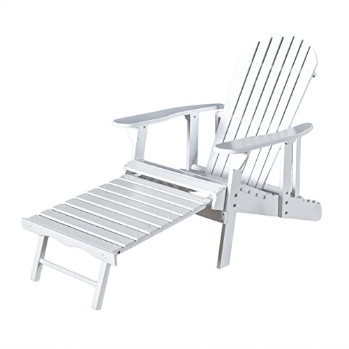 Denise Austin Home Katherine Outdoor Reclining Wood Adirondack Chair With Footrest