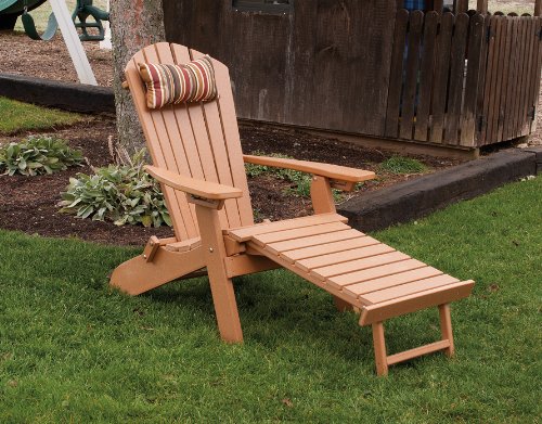 Poly Foldingamp Reclining Adirondack Chair W Attached Ottoman - Amish Made Usa - Aruba Blue