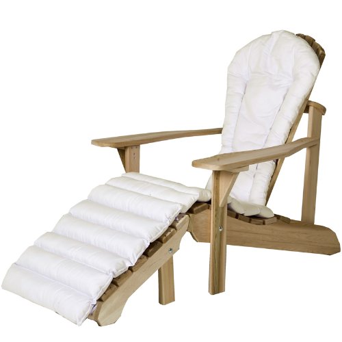 All Things Cedar Adirondack Chair And Ottoman Set with White Cushion