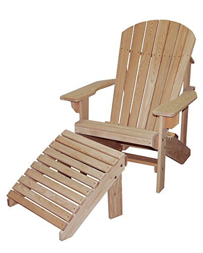 Cypress Adirondack Chair And Ottoman With Contoured Seat And Back Assembled With Stainless Steel Hardware Handmade
