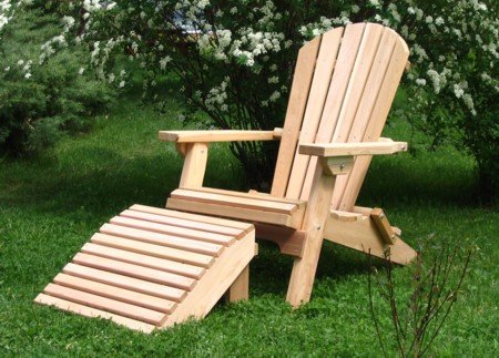 Folding Natural Cedar Adirondack Chair With Ottoman Footstool Amish Crafted