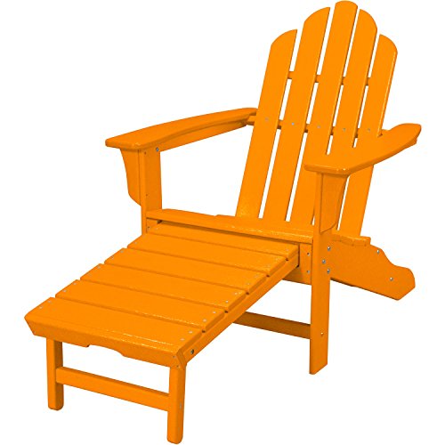 Hanover Outdoor Furniture Hvlna15ta All Weather Contoured Adirondack Chair With Hideaway Ottoman Tangerine