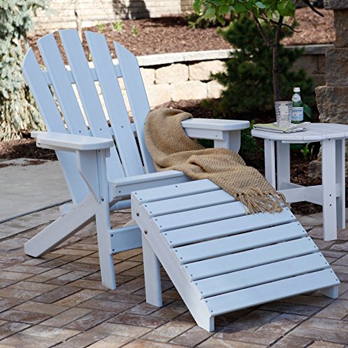 Jayhawk Plastics Cape Cod Adirondack Chair WIth Ottoman and Side Table