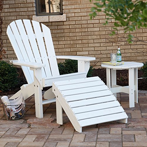 Jayhawk Plastics Seaside Adirondack Chair With Ottoman and Side Table