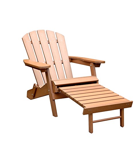 Merry Garden Faux Wood Folding Adirondack Chair With Pullout Ottoman