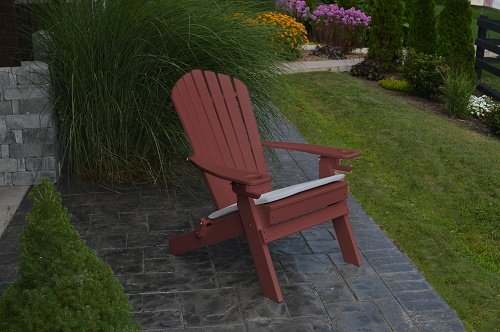 NEW DELUXE 7 SLAT CHERRYWOOD Poly Lumber Wood Folding Adirondack Chair WITH OTTOMAN- Amish Made USA