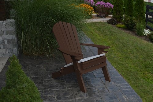 NEW DELUXE 7 SLAT TUDOR BROWN Poly Lumber Wood Folding Adirondack Chair WITH OTTOMAN- Amish Made USA
