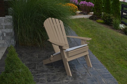 NEW DELUXE 7 SLAT WEATHERWOOD Poly Lumber Wood Folding Adirondack Chair WITH OTTOMAN- Amish Made USA