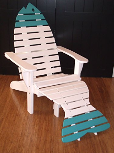 Oversize Commercial-Grade Poly Fish Adirondack Chair with Ottoman - Amish Made in USA White