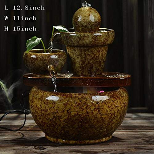 Statues Feng Shui Fountain BonsaiIndoor Outdoor Tabletop Fountain Water Fountain humidifier Cascading Tabletop Water Decoration Ceramic Fountain-Water Fountain 15inch