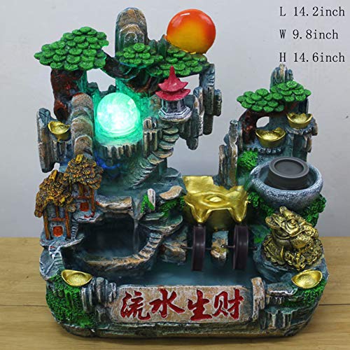 Statues Resin FountainFengshui Indoor Decoration Desktop Fountain Decoration Feng Shui Fountain Bonsai Indoor Outdoor Tabletop Fountain Desktop Waterfall Fountain-Resin Fountain 146inch