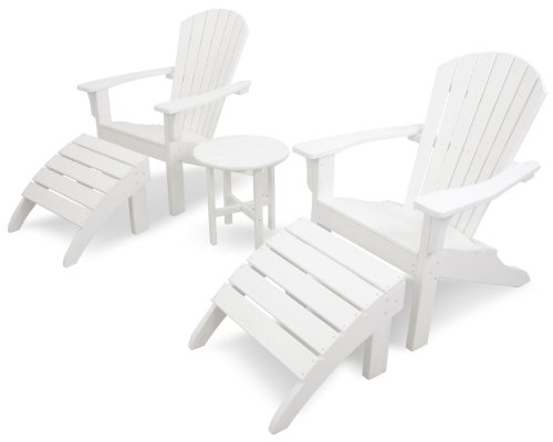 Ivy Terrace IVS117-1-WH Classics 5-Piece Shell Back AdirondackOttoman Set White