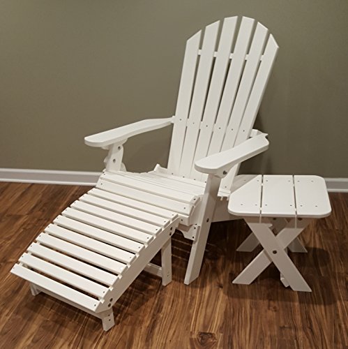 Polywood Folding Adirondack Chairottomanside Table - 3 Piece Set - No Assembly Required