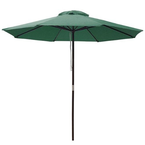9 Foot Patio Furniture Wood Market Umbrella Green