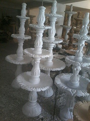 Rm 4 Feet White Marble Stone Fountain Of 3 Layer For Indoor Outdoor Water Feature Garden Lawn Hotel Home Decoration