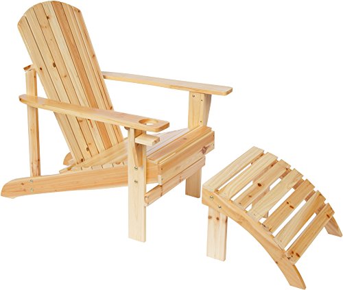 Fir Wood Adirondack Chair With Footrest By Trademark Innovations