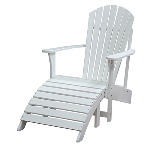 International Concepts Adirondack Chair With Footrest White