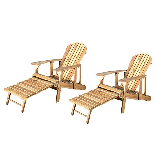 Natural Stained Reclining Wood Adirondack Chair With Footrestumlc set Of 2 jm54574-4565467341188112