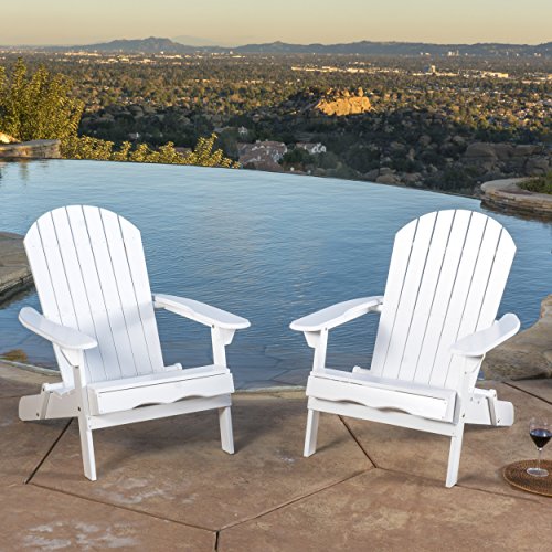 Tampa White Reclining Wood Adirondack Chair with Footrest Set Of Two 2