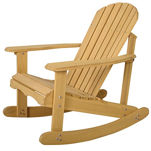 Giantex Outdoor Natural Fir Wood Adirondack Rocking Chair Patio Deck Garden Furniture