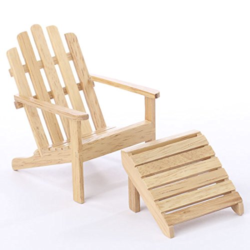 Oak Wood Adirondack Chair And Ottoman For Fairy Gardens Craft Displays And Creating