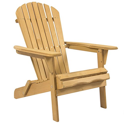 Outdoor Adirondack Wood Chair Foldable Patio Lawn Deck Garden Furniture