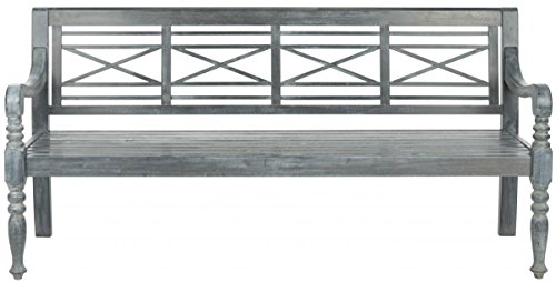 Safavieh Patio Collection Martin Adirondack Acacia Wood Bench Ash Grey