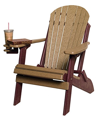 Poly Lumber Folding Adirondack Chair In Weathered Wood & Green - Amish Made In Usa