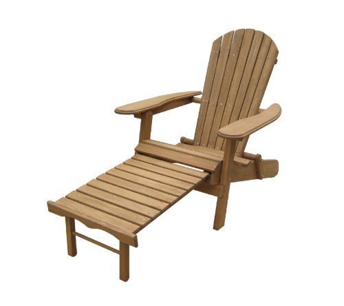 Hamptons Collection Foldable Adirondack Chair With Pull Out Ottoman