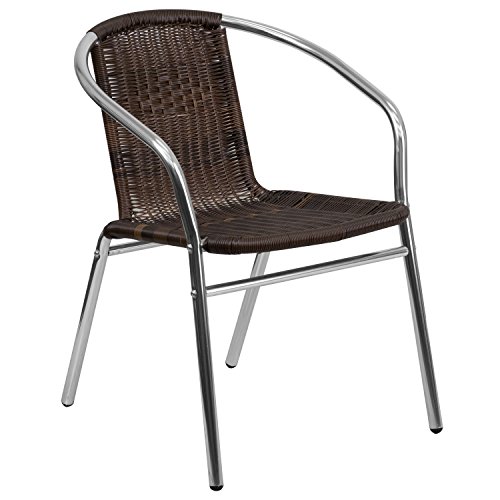 Aluminum And Dark Brown Rattan Indoor-outdoor Restaurant Chair