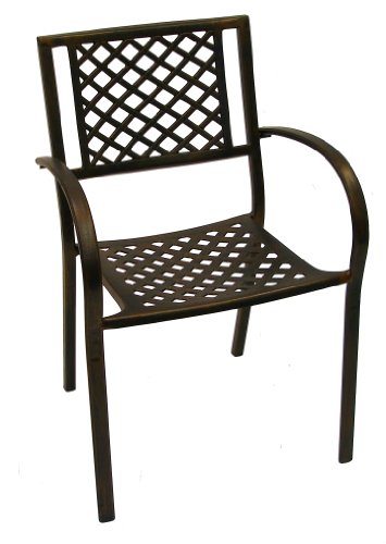 American Trading Company Weave Designquotnantucket&quot Antique Bronze Solid Cast Aluminum Arm Chair pack Of 4