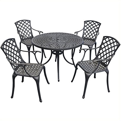 Crosley Furniture Sedona 42-inch Five Piece Cast Aluminum Outdoor Dining Set With High Back Arm Chairs In Black