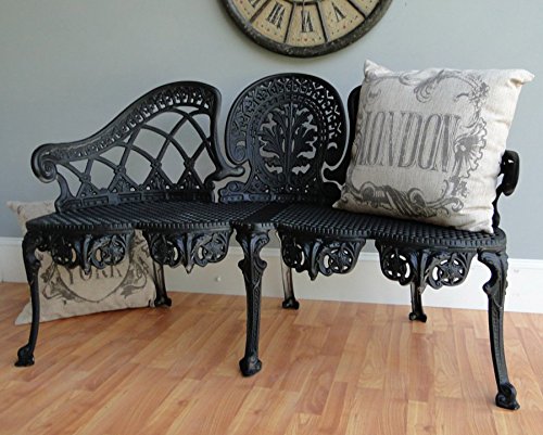 English Garden Bench Furniture Victorian Old Style Cane Seat Metal Lovely Aluminum Chair